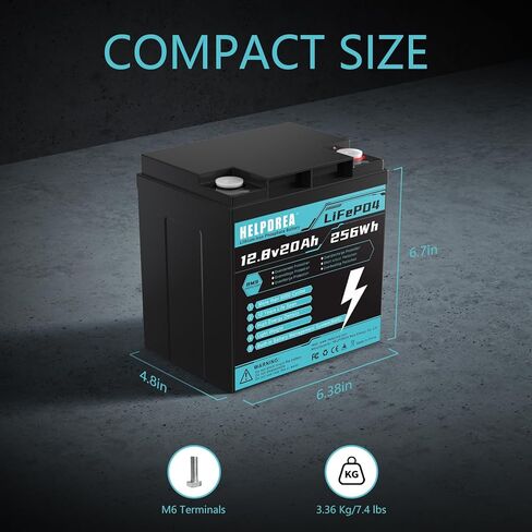 بطارية ليثيوم 12 فولت 7 أمبير LiFePO4، بطارية قابلة لإعادة الشحن ذات دورة عميقة 4000+ مع BMS للمركبات الترفيهية، تخزين الطاقة المنزلية للنظام الشمسي، نظام إنذار منزلي، إضاءة الطوارئ، الدراجات البخارية، UPS in Kuwait