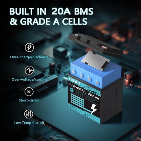 بطارية ليثيوم 12 فولت 7 أمبير LiFePO4، بطارية قابلة لإعادة الشحن ذات دورة عميقة 4000+ مع BMS للمركبات الترفيهية، تخزين الطاقة المنزلية للنظام الشمسي، نظام إنذار منزلي، إضاءة الطوارئ، الدراجات البخارية، UPS in Kuwait