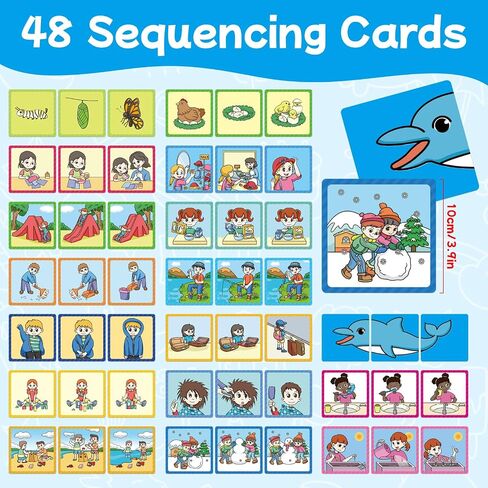Sequencing Cards,Sequence Board Game for Kids,Story Storytelling,Speech Therapy Toys Materials for Autism,Social Skills,Sentence Building,Educational Classroom Preschool Learning Activities in Saudi Arabia
