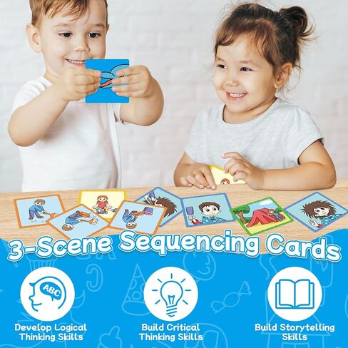 Sequencing Cards,Sequence Board Game for Kids,Story Storytelling,Speech Therapy Toys Materials for Autism,Social Skills,Sentence Building,Educational Classroom Preschool Learning Activities in Saudi Arabia