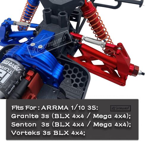 Upgrades Part for 1/10 ARRMA Vorteks 4x4 3S Blx,Granite/Senton 4x4 3S Blx & Mega 550,Alloy Front Rear Shocks & Suspension Arms & Steering Blocks Caster Blocks C-Hubs Stub,Red in Saudi Arabia