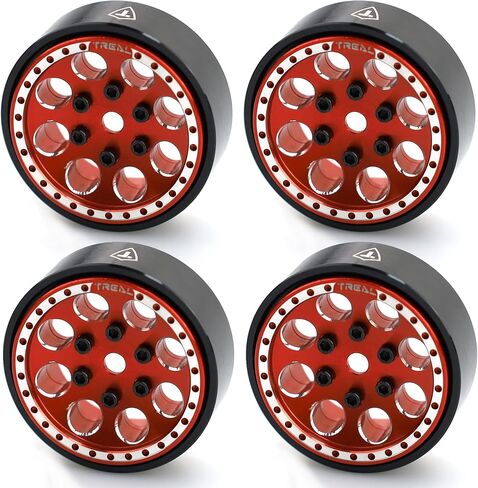 عجلات Treal SCX24 1.0 عجلات Beadlock (مجموعة 4P) للمحور SCX24 Betty Bronco Gladiator Deadbolt C10 (أحمر) in Saudi Arabia