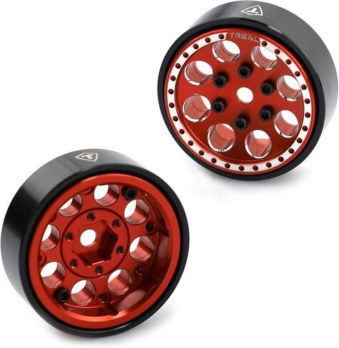 عجلات Treal SCX24 1.0 عجلات Beadlock (مجموعة 4P) للمحور SCX24 Betty Bronco Gladiator Deadbolt C10 (أحمر) in Saudi Arabia