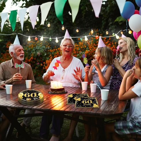 40 PCS 60th Birthday Decorations Black Gold Back in 1964 Disposable Tableware Cheers to 60 Years Birthday Plates Napkins Set for Men Women 60th Birthday Serve 20 in Saudi Arabia