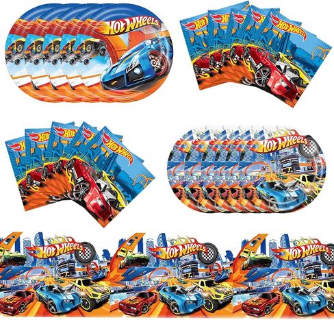 41 pieces Racing Car Birthday Party decorations, Car Party supplies Tableware includes 20 plates, 20 napkins and 1 tablecloth, perfect for boys and girls car themed party decorations in Saudi Arabia