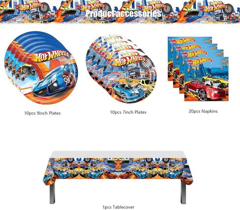 41 pieces Racing Car Birthday Party decorations, Car Party supplies Tableware includes 20 plates, 20 napkins and 1 tablecloth, perfect for boys and girls car themed party decorations in Saudi Arabia