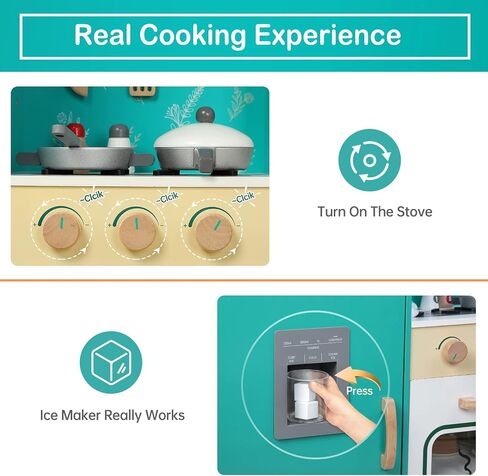 Bruvoalon Wooden Play Kitchen Toy Set for Kids, with Realistic Design, Sink with Faucet, Oven, Microwave, Utensils, Kitchenware Play Food Set Accessories, Birthday Gifts for Toddlers Boys Girls (Pink) in Saudi Arabia