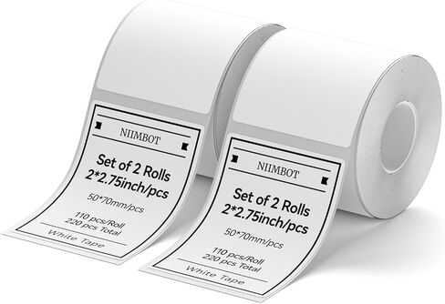مجموعة ملصقات حرارية من NIIMBOT مكونة من 2 بكرات لتخزين وتنظيم المكاتب المنزلية والمدرسة لصانع الملصقات NIIMBOT B1 B21 B3S (50 * 50 WhiteRound * 2) in Kuwait