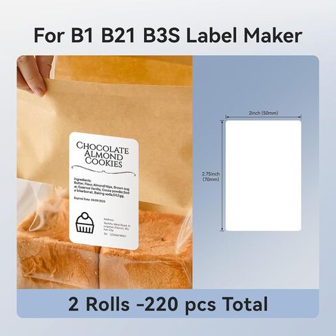 مجموعة ملصقات حرارية من NIIMBOT مكونة من 2 بكرات لتخزين وتنظيم المكاتب المنزلية والمدرسة لصانع الملصقات NIIMBOT B1 B21 B3S (50 * 50 WhiteRound * 2) in Kuwait