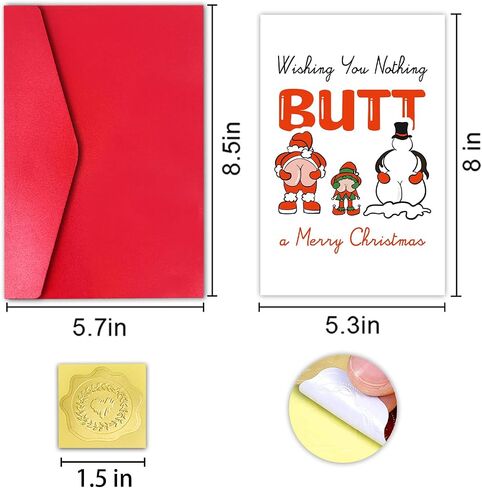 Funny Butt Christmas Card, Merry Christmas Card for Men Women Him Her, Santa Butt Xmas Card, Nothing Butt Holiday Card in Saudi Arabia