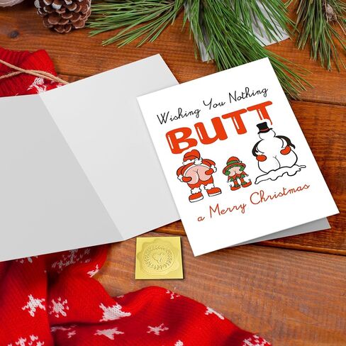 Funny Butt Christmas Card, Merry Christmas Card for Men Women Him Her, Santa Butt Xmas Card, Nothing Butt Holiday Card in Saudi Arabia