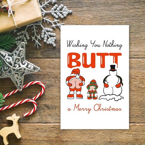 Funny Butt Christmas Card, Merry Christmas Card for Men Women Him Her, Santa Butt Xmas Card, Nothing Butt Holiday Card in Saudi Arabia