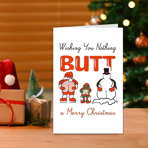 Funny Butt Christmas Card, Merry Christmas Card for Men Women Him Her, Santa Butt Xmas Card, Nothing Butt Holiday Card in Saudi Arabia