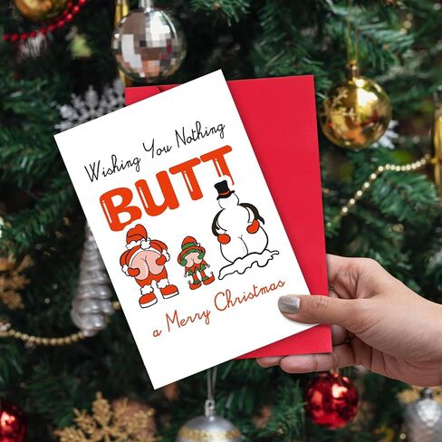 Funny Butt Christmas Card, Merry Christmas Card for Men Women Him Her, Santa Butt Xmas Card, Nothing Butt Holiday Card in Saudi Arabia