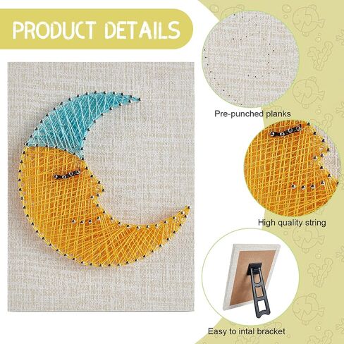 WEBEEDY String Art Adult Teens Beginner DIY Moon Crafts Kit for Home Wall Decorations Tabletop Decor Creative Gifts with All Necessary Accessories and Frame in Saudi Arabia