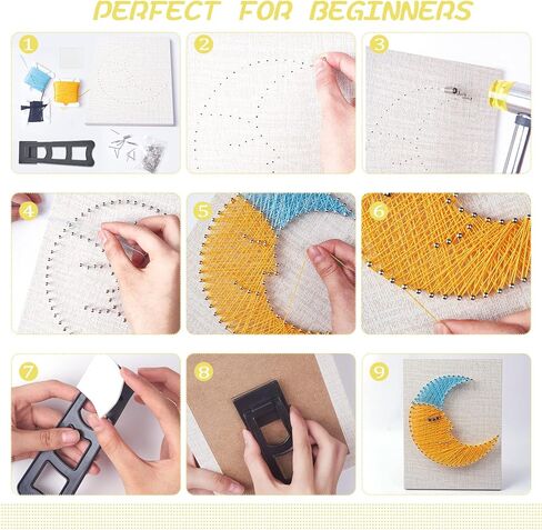 WEBEEDY String Art Adult Teens Beginner DIY Moon Crafts Kit for Home Wall Decorations Tabletop Decor Creative Gifts with All Necessary Accessories and Frame in Saudi Arabia