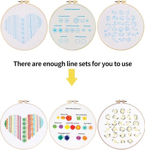 AOFUXTI Beginner Embroidery Kit - 3 Sets Cross Stitch Kits, Cross Stitch Supplies with Stamped Flower Pattern, Hoop, Color Threads, Tools, Stitch Learning DIY Kit (Letter) in Saudi Arabia