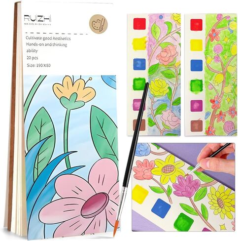 2-Pack 100 Pages Mini Coloring Books Pocket Size for Kids Adult, 3x3 Inches Coloring Books for Classroom Activity Travel Creating Small Gifts Goodie Bags Stuffers Birthday Party Favors (Blue+Yellow) in Saudi Arabia