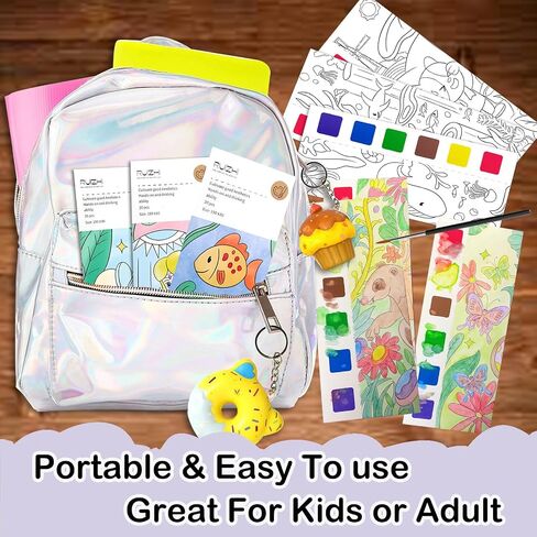 2-Pack 100 Pages Mini Coloring Books Pocket Size for Kids Adult, 3x3 Inches Coloring Books for Classroom Activity Travel Creating Small Gifts Goodie Bags Stuffers Birthday Party Favors (Blue+Yellow) in Saudi Arabia