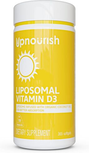 فيتامين D3 نباتي معتمد من UpNourish، 5000 وحدة دولية، K2، MK4، MK7، مكمل 500 ميكروجرام، 150 كبسولة هلامية، فيتامين D K النباتي مع زيت جوز الهند العضوي، غير معدل وراثيًا، خالي من الغلوتين والجيلاتين in Kuwait