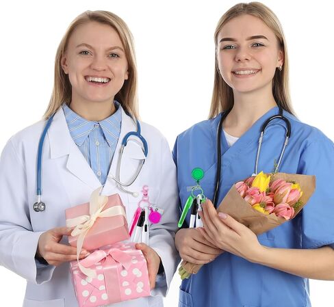مجموعة أقلام ممرضة صغيرة مكونة من 10 قطع من Whaline، أقلام ممرضة لشارة الممرضات، أقلام تحديد دائمة، قلم مكوك قابل للسحب، سلسلة مفاتيح للتمريض للممرضات، الطلاب، المعلمين، العاملين في المكاتب (وردي، أخضر) in Saudi Arabia