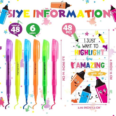 48 Sets Thank You Gift for Teacher School Staff Appreciation Gifts Bulk You Are Awesome Funny Highlighter Pun Cards and Highlighter Markers for Nurse Teacher Week in Kuwait