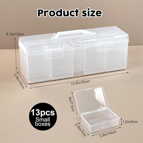 Rainmae Trading Card Storage Box, Plastic Card Box Set of 13, Photo Storage Box, Postcards Storage Hold 800+ Loose Cards, Portable Sports Card Storage Boxes Fit for Standard Card in Saudi Arabia