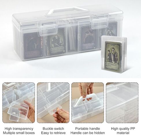 Rainmae Trading Card Storage Box, Plastic Card Box Set of 13, Photo Storage Box, Postcards Storage Hold 800+ Loose Cards, Portable Sports Card Storage Boxes Fit for Standard Card in Saudi Arabia