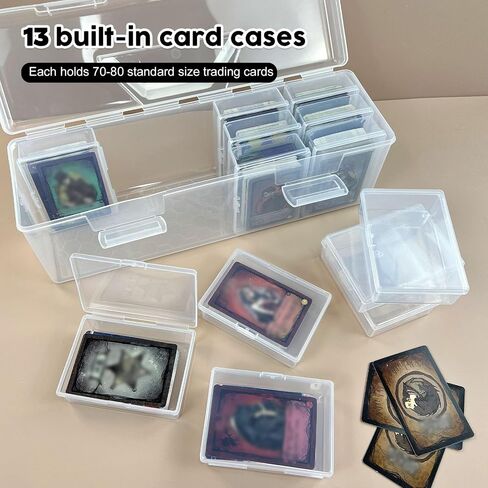 Rainmae Trading Card Storage Box, Plastic Card Box Set of 13, Photo Storage Box, Postcards Storage Hold 800+ Loose Cards, Portable Sports Card Storage Boxes Fit for Standard Card in Saudi Arabia