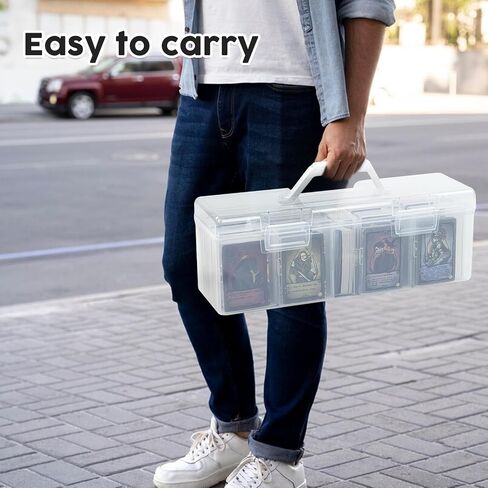 Rainmae Trading Card Storage Box, Plastic Card Box Set of 13, Photo Storage Box, Postcards Storage Hold 800+ Loose Cards, Portable Sports Card Storage Boxes Fit for Standard Card in Saudi Arabia