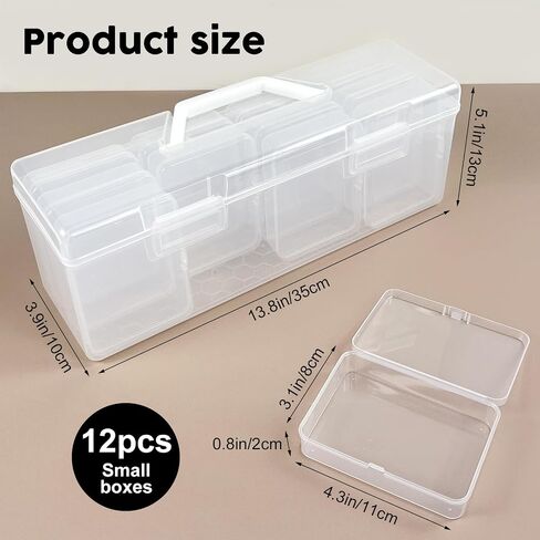 Rainmae Trading Card Storage Box, Plastic Card Box Set of 13, Photo Storage Box, Postcards Storage Hold 800+ Loose Cards, Portable Sports Card Storage Boxes Fit for Standard Card in Saudi Arabia