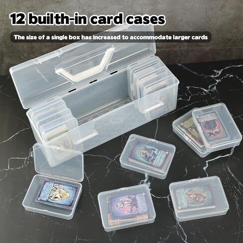 Rainmae Trading Card Storage Box, Plastic Card Box Set of 13, Photo Storage Box, Postcards Storage Hold 800+ Loose Cards, Portable Sports Card Storage Boxes Fit for Standard Card in Saudi Arabia