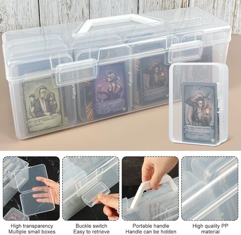 Rainmae Trading Card Storage Box, Plastic Card Box Set of 13, Photo Storage Box, Postcards Storage Hold 800+ Loose Cards, Portable Sports Card Storage Boxes Fit for Standard Card in Saudi Arabia