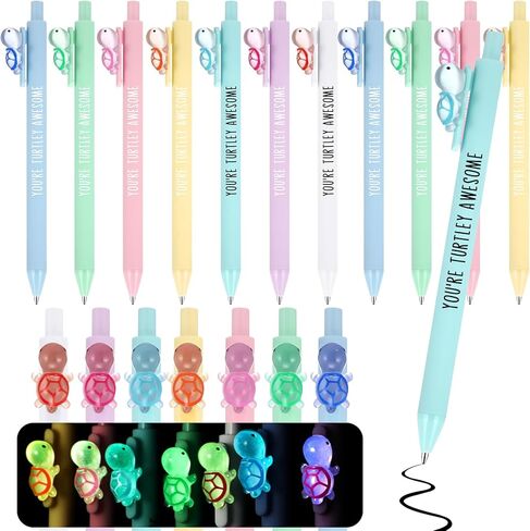 28 Pcs Valentine‘s Day Turtle Gifts Resin Turtle Ballpoint Pens Glowing in the Dark Inspirational Thank You Gift Pens Appreciation Gifts Bulk for Employee Coworkers Staff Team Turtle Lovers in Kuwait