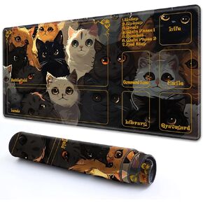 لMTG Playmat مع مناطق 24 "× 14" مع قاعدة مطاطية عالية المرونة غير قابلة للانزلاق نعل مطاطي طباعة عالية الدقة لـ MTG Mat Magic Mat Card Playmat Magic Playmat Mouse Pad، Kawaii Cats مضحك ولطيف