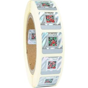 1000pcs Genuine QR Code Stickers with Authenticity Query, 25 * 25mm Original 3D Anti-counterfeiting Label for Brand Protection Hologram Scratch Off Stickers Silver