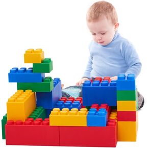 UNiPLAY Giant Plump Toddler Soft Building Blocks - 24-Piece Stacking Set for Early Cognitive Development and Creative Play - Ages 3 Months+