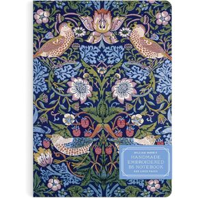Galison William Morris Strawberry Thief - مجلة B5 متعددة الوظائف مصنوعة يدويًا ومطرزة مع عمل فني منقوش بالزهور الساطعة يتضمن 100 صفحة مبطنة