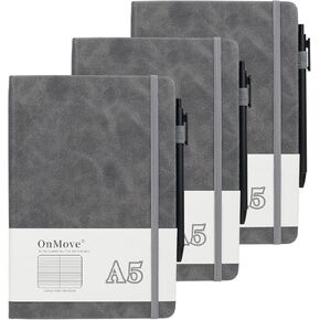 Notebooks Journal for Women Men 3 Pack Bulk Leather Hardcover with Pen Holder A5 200 Pages 100 GSM Thick Paper for Work School Lined Brown