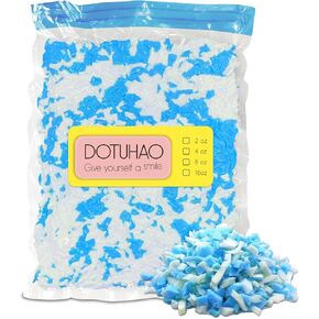 Bean Bag Filler, Blue & White Shredded Memory Foam, Filler Foam Refill for Easy Pillow, Mattress Grade Replacement Filling for Dolls, Dog Beds and Pillows (Blue & White,1 LB)