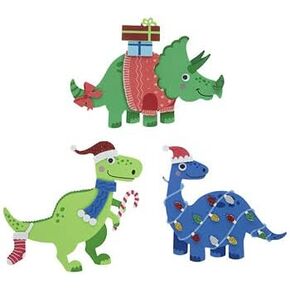 Nikki's Knick Knacks Christmas Dinosaur Dress Up Foam Peel and Stick Craft Kit- Makes 12