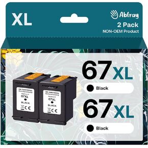 Remanufactured Ink Cartridge Replacement for HP 67XL (Black, 2-Pack), Use with HP 1255, 2710e, 2720e, 2721e, 2722, 2722e, 2723e, 2724, 2725, 2732, 2742e, 2752e, 2755, 2755e, 4110e Printer