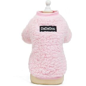 SMALLLEE_Lucky_Store Soft Sherpa Fleece Sweaters for Small Dog Cat Boy Girl Pet Sweatshirt Jacket Pullover Puppy Kitten Winter Coat Warm Puppy Clothes,Baby Pink L