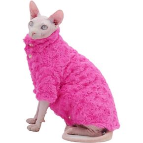 Sphynx Cat Apparel Kitty Clothes Thickness Warm Soft Winter Hairless Cat Outfits Cat Clothes for Devon Rex Cats, Cornish Cats and Small Cats (Large)