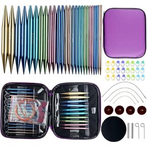 Interchangeable Circular Knitting Needle Set 3mm-10mm Interchangeable Aluminum Knitting Needles Set with Cable for Beginners Experiencers