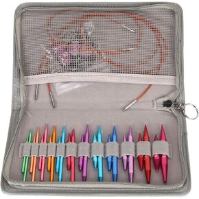 3 to 8mm Circular Knitting Needles Set, Knitting Needle Storage, Interchangeable Assorted Colors Circular Needle Set with Storage Bag for Craft