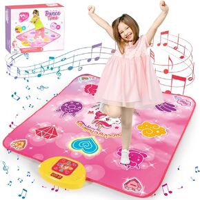 Unicorn Toys for Girls Age 4-6, Girls Toys Age 6-8, Unicorn Dance Mat, Play Mat, Pink Dance Pad with LED, Adjustable Volume, 6 Game Modes, Electronic Dancing Mat as Christmas Birthday Gift for 3+Girls