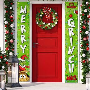 Welcome Christmas Cardinal Porch Banner Sign, Xmas Red Birds White Birch Front Door Decorative Hanging Banner Flag, Holly Berry Holiday Decoration Home Outdoor Decor