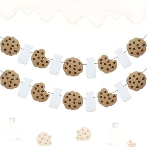 Cookies Milk Birthday Party Garland Cookie and Monster Happy Birthday Banner for Kids