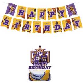 Basketball Happy Birthday Banner Cake Topper Basketball Themed Party Supplies for Birthday Party Decorations